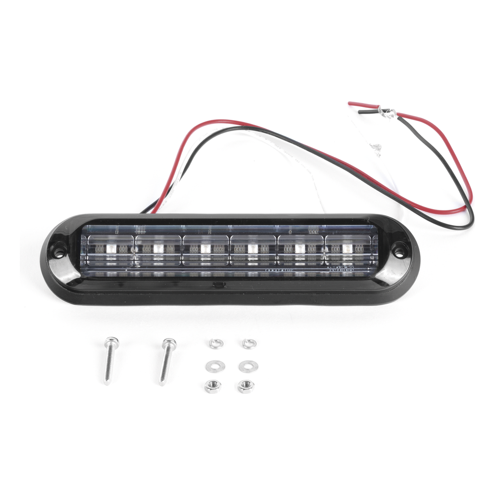 Luz Auxiliar Ultra Brillante IP67 de 6 LEDs, Color Claro, con mica transparente y bisel negro