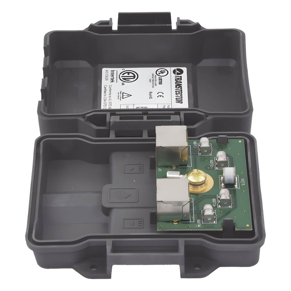 Protector PoE Exterior Gigabit / Tubo de Descarga de Gas GDT / 51W PoE+ / RJ45 Blindado / IP23 / Enlaces Inalámbricos