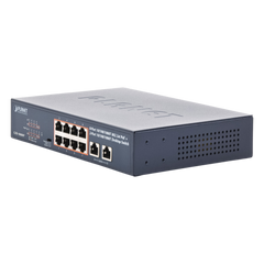 Switch de Escritorio No Administrable / 8 Puertos 10/100/1000T PoE+ 802.3at / 2 Puertos Uplink 10/100/1000T / Presupuesto PoE 120 Watts / Modos Estándar, VLAN y Extend / Distancia Extendida 250 mts / Rackeable