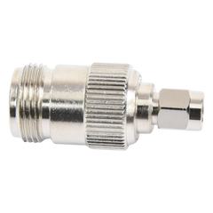 Adaptador en Línea, de Conector SMA Macho Inverso a N Hembra, Níquel/ Oro/ Teflón.