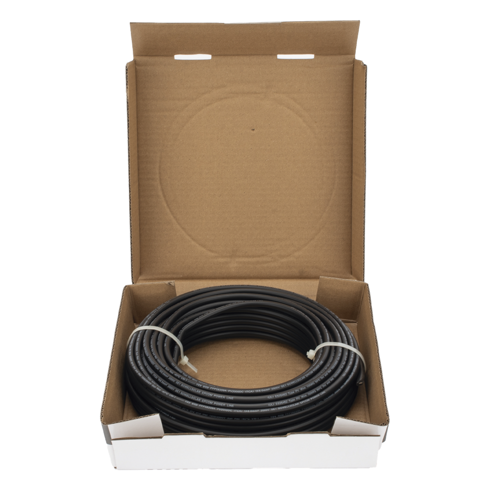 Cable Fotovoltaico Negro / Cobre Estañado / 6 mm² (10 AWG) / 2000V / Rollo de 25 m / / UL 4703 y TUV