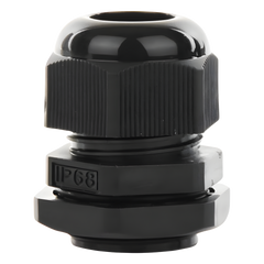 Conector Plástico Negro Tipo Glándula para Cable de 10 a 14 mm de Diámetro.