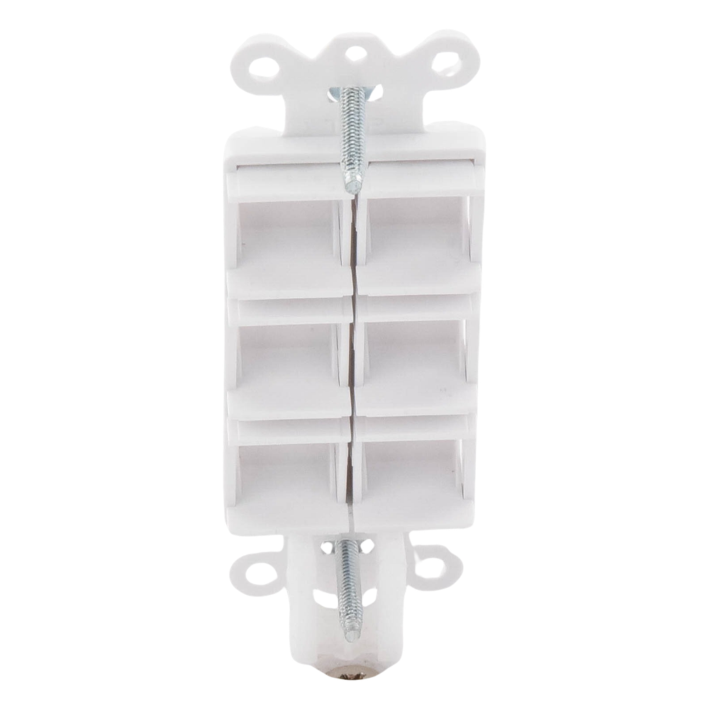 Marco de 6 puertos personalizable para conectores de red, fibra óptica, coaxial y telefonía, línea Claro, color blanco