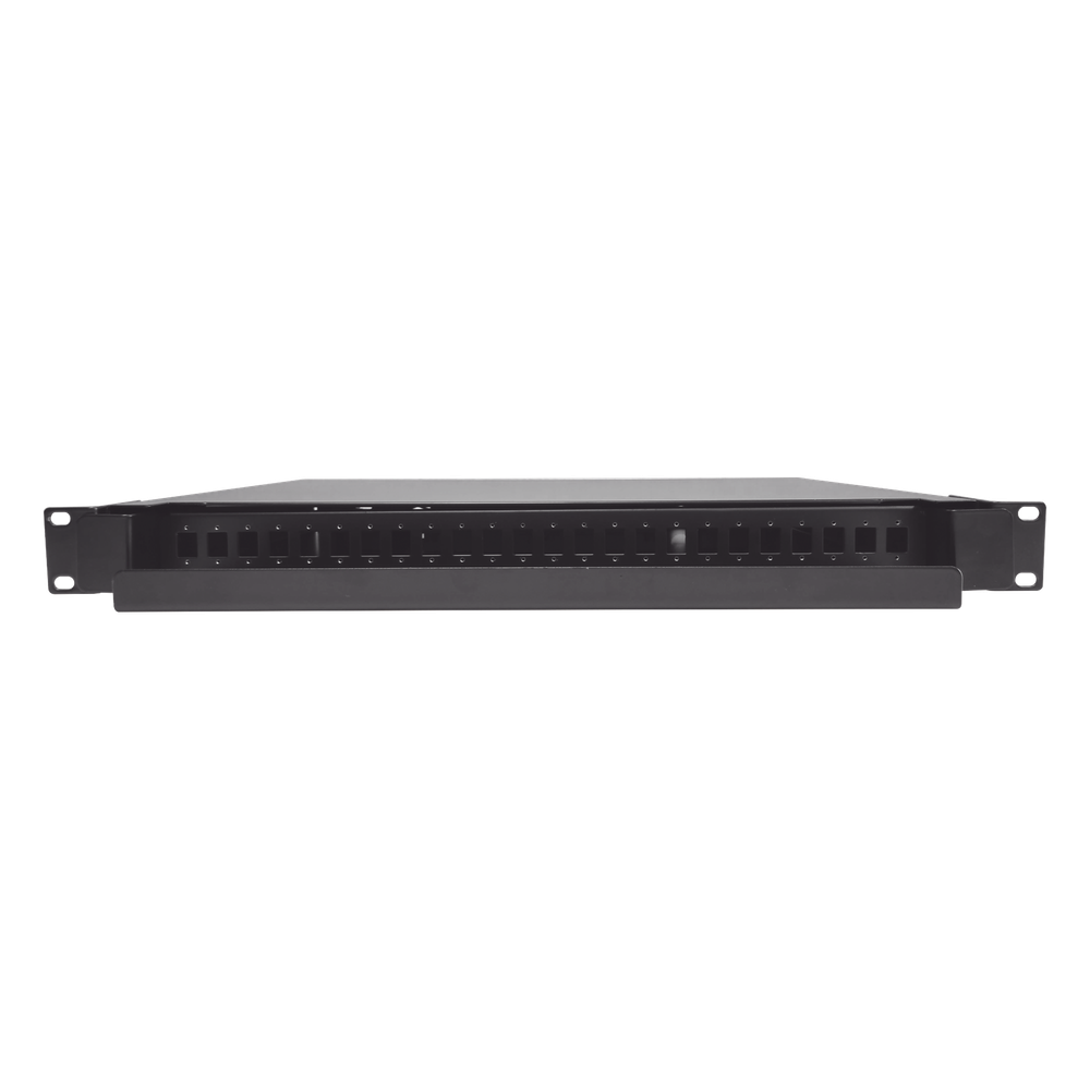 Distribuidor de Fibra Óptica Deslizable, Vacío, 19 Pulgadas (48.26 cm), Acepta 24 Adaptadores LC Duplex o LC Simplex o 24 SC Simplex, 1U