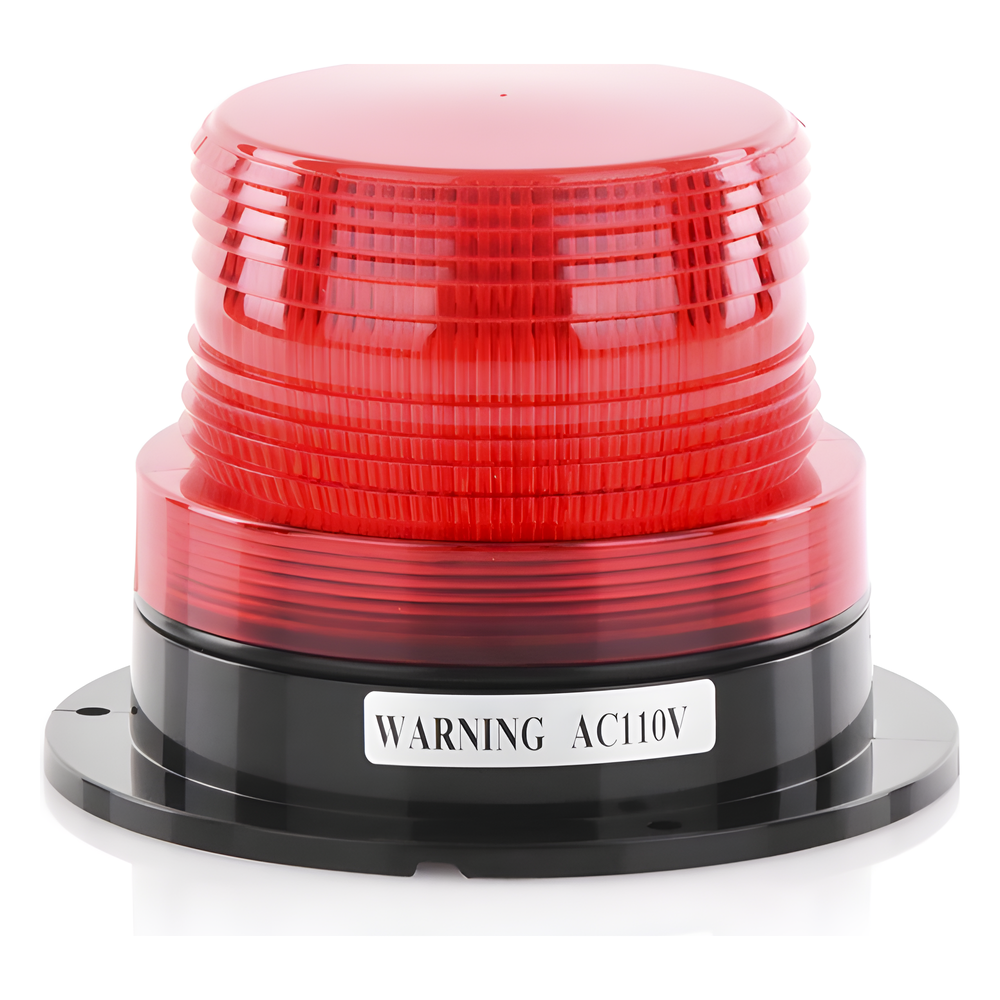 Burbuja Brillante de Larga Vida Útil, con 8 LEDs Color Rojo, Domo Rojo, 110 Vca