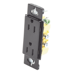 Tomacorriente dúplex de 15 A y 125 V, color negro brillante, familia Claro, apertura estilo Designer para placas de pared Lutron sin tornillos (placa se vende por separado)