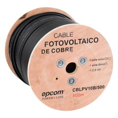 Carrete de 500 Metros / Cable Fotovoltaico Negro / 6mm² (10AWG) / Material COBRE /  2000 Vcc