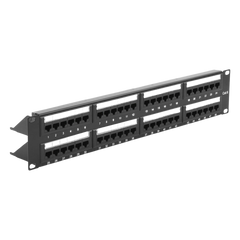 Panel de Parcheo de Impacto (110) UTP de 48 Puertos Cat6, 19 Pulgadas (48.26 cm), 2U, con Barra para Organizar Cable