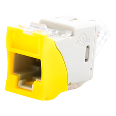 Jack Ultramax Cat5e, UTP, Montaje Híbrido en Placa de Pared (Plano y Angulado), Color Amarillo, Punch Down