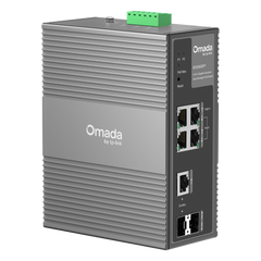 Switch Industrial Easy Managed / 6 Puertos Gigabit (4 PoE) / 120W PoE Budget / IP40 / -40°C a 75°C / 6kV Protección Rayos / Cloud Management Omada / DIN-Rail