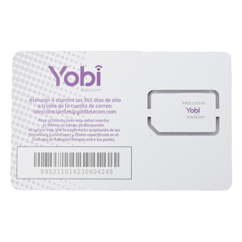 SIM Yobi para dispositivos móviles 3G/4G con recarga de 1GB cada mes durante 1 año de servicio (solo datos)