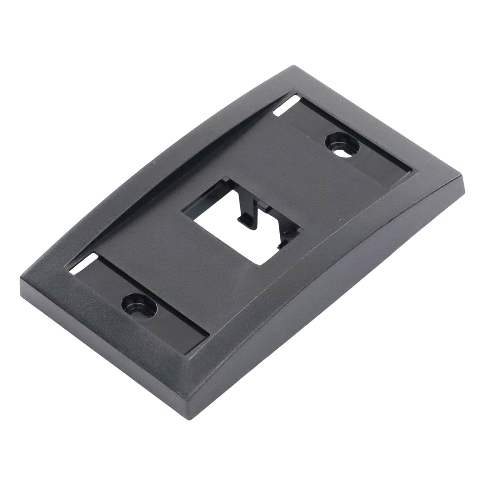 Placa de Pared Vertical Ejecutiva, Salida de 2 Puertos Mini-Com, Con Espacios Para Etiquetas, Color Negro