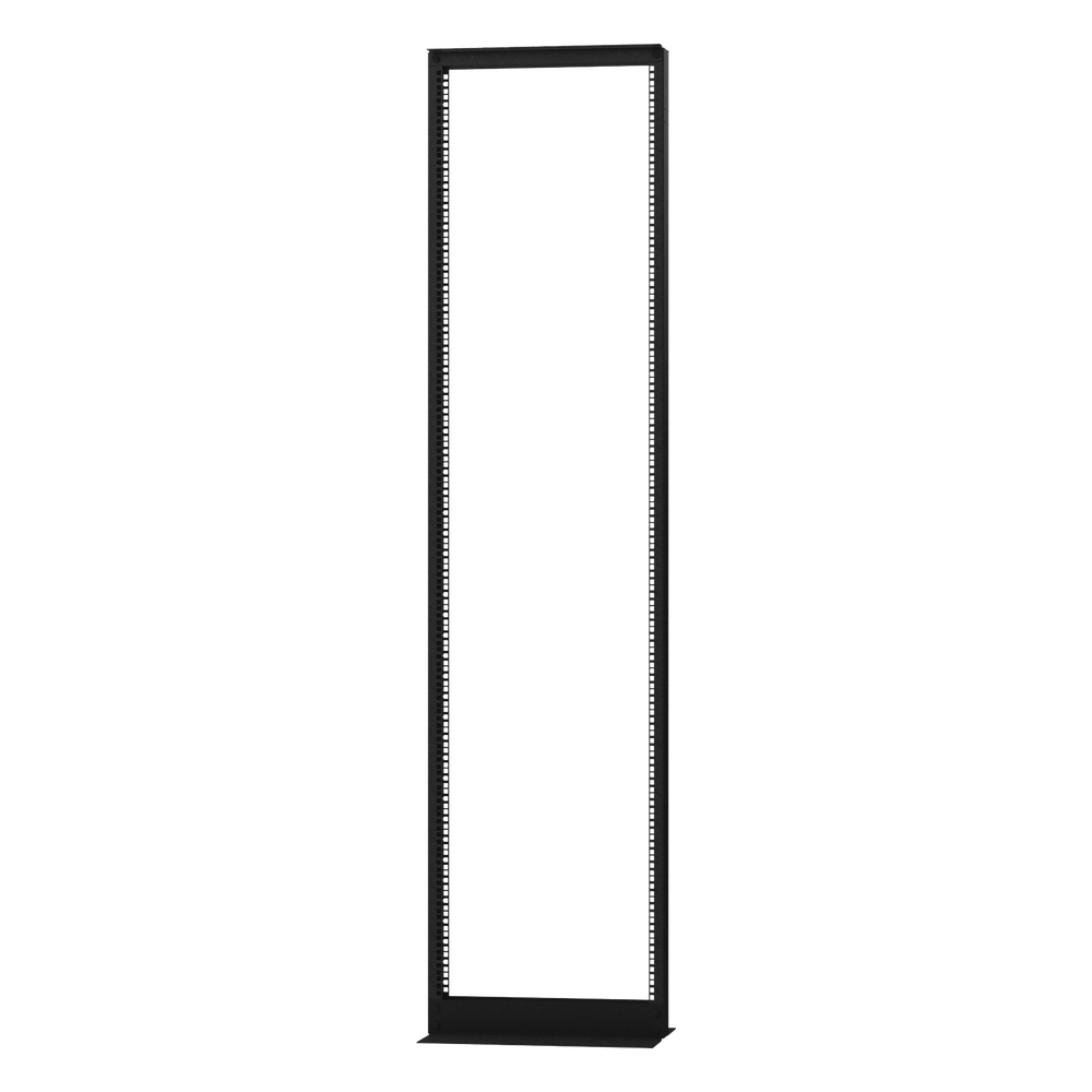 Rack de 2 Postes (Doble Perforación), Estándar 19", 45 Unidades, Fabricado en Acero, Base "L" para Anclar a Piso.