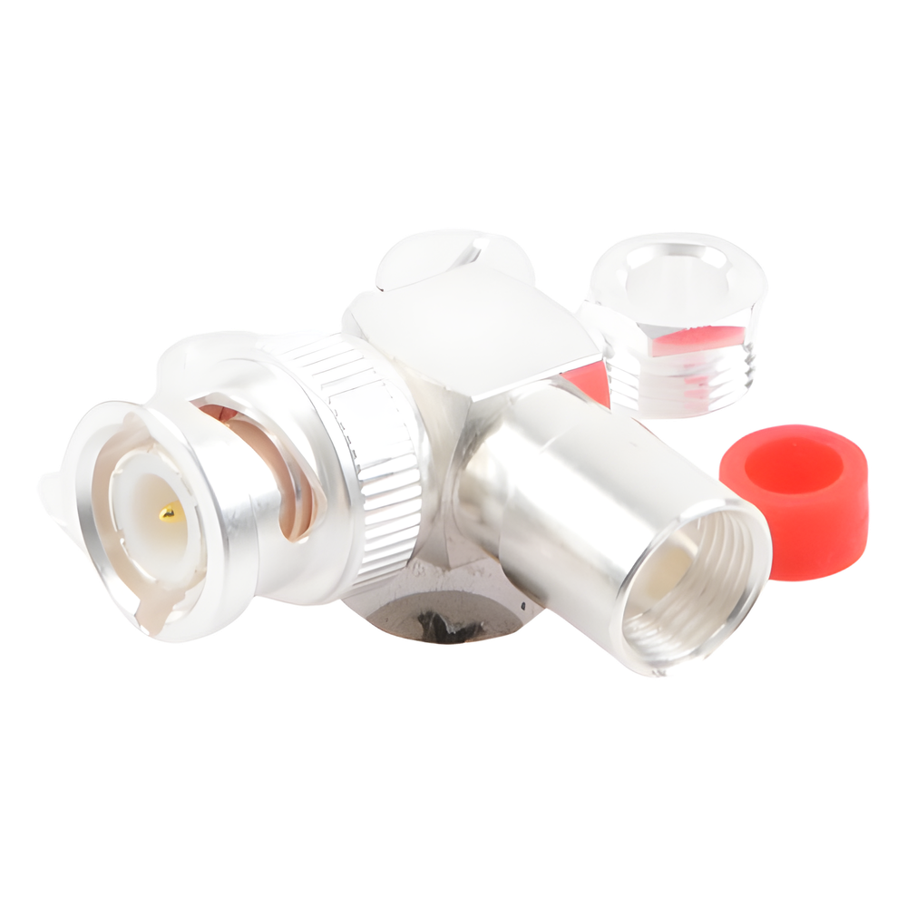 Conector BNC Macho en Ángulo Recto de Rosca para LP-195, LP-142, LMR-195, RG-58/U, RG-142/U, Plata/Oro/Teflón.