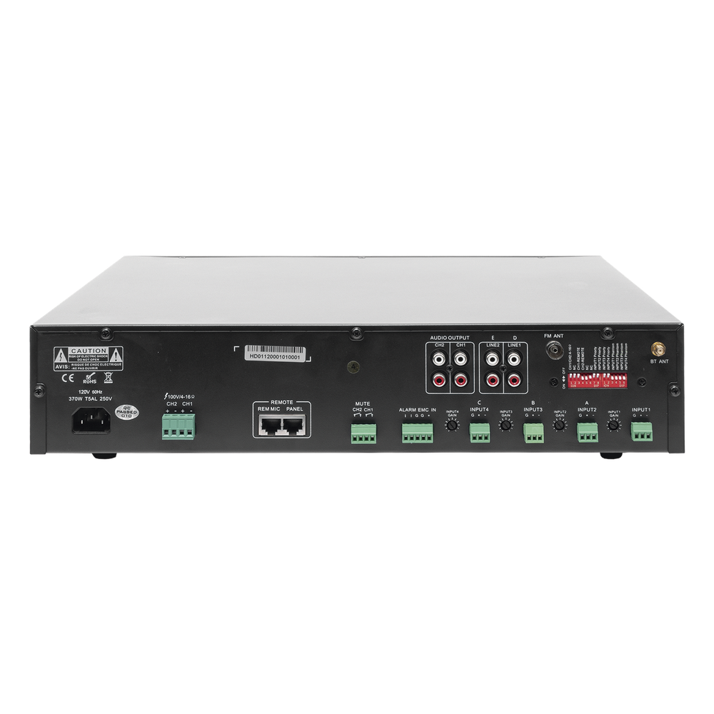 Amplificador Mezclador Matricial | 2 zonas | 240w por canal | 6 entradas | Receptor de medios