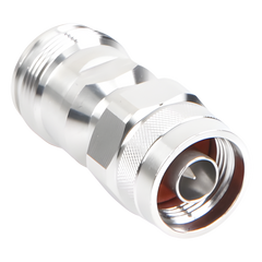 Adaptador en Línea de Conector 4.3-10 Hembra a N Macho, Bronce Blanco/ Plata/ Teflón.