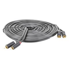 Cable de Audio 2 RCA Macho a 2 RCA Macho / 5 Metros (16.40 Pies) / Color Negro / Alta Calidad / Anillos de Goma para Asegurar un Agarre Firme al Instalar o Quitar el Cable