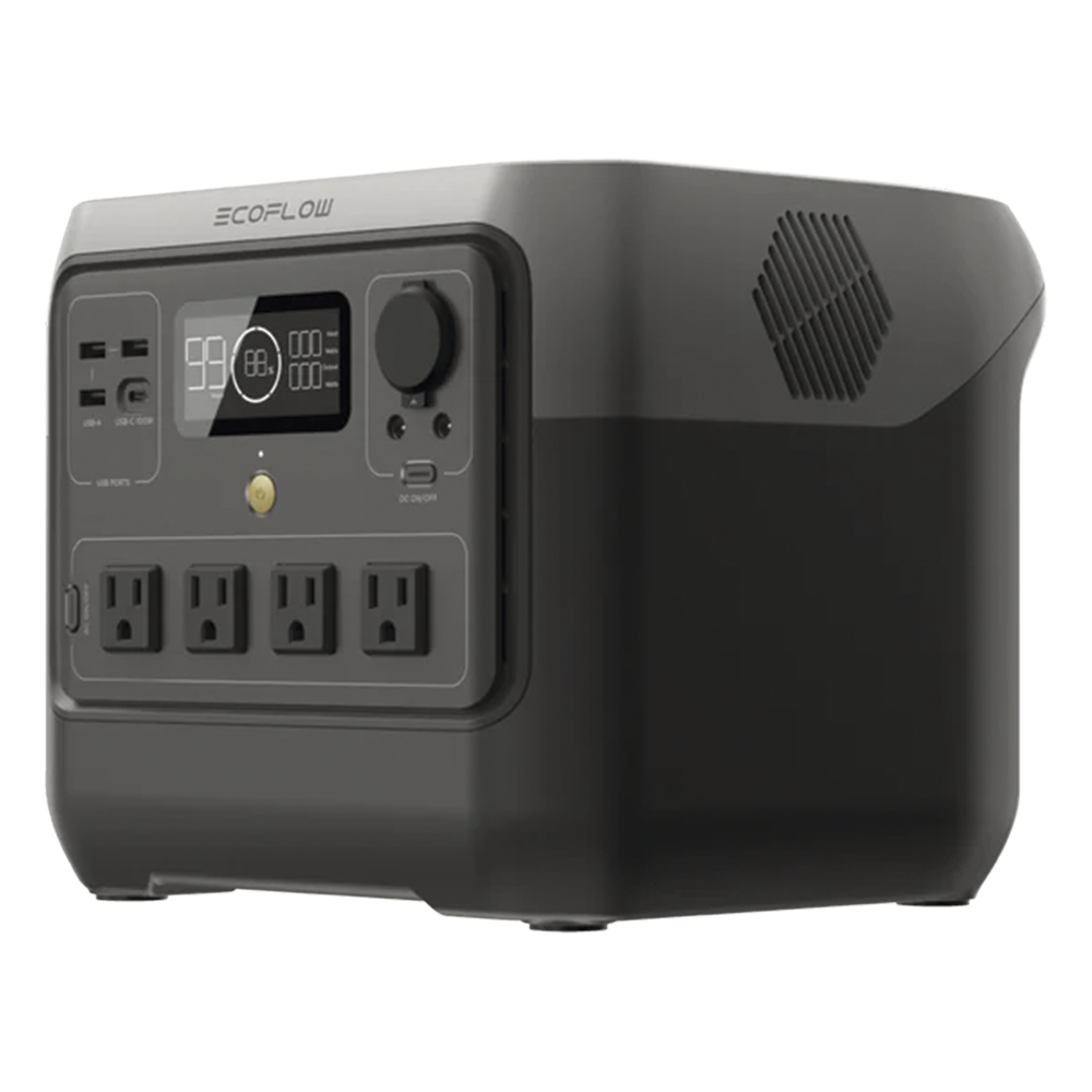 EcoFlow River 2 Pro | Estación de Energía Portátil 768Wh Litio LFP / 4 AC 800W (Max. 1600W) / 1 USB-C 100W / 3 USB -A 12W / Cargador de Coche 10A, 126W Max. / Conectividad WiFi y Bluetooth (App) / Carga Solar 220W Max.