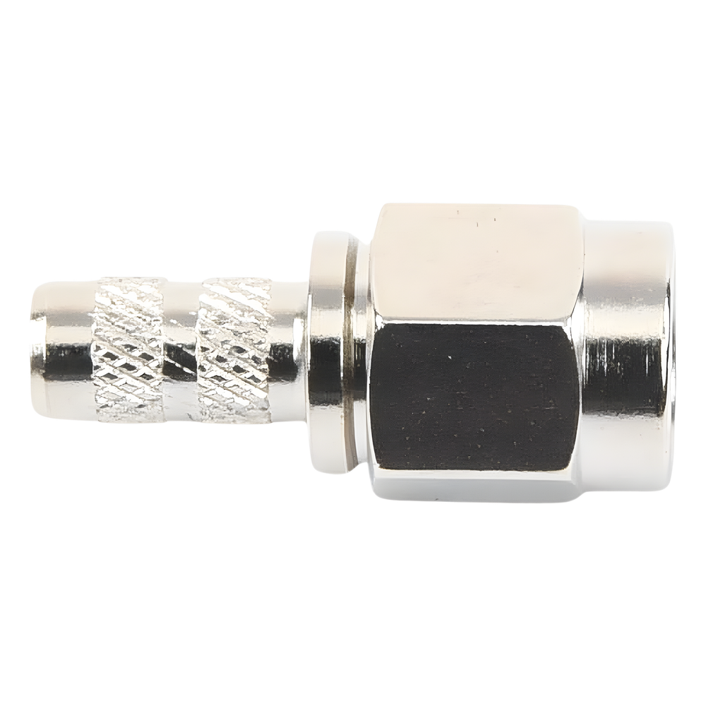 Conector SMA Macho de anillo plegable para cable RG-58/U, Niquel / Oro / Teflón.