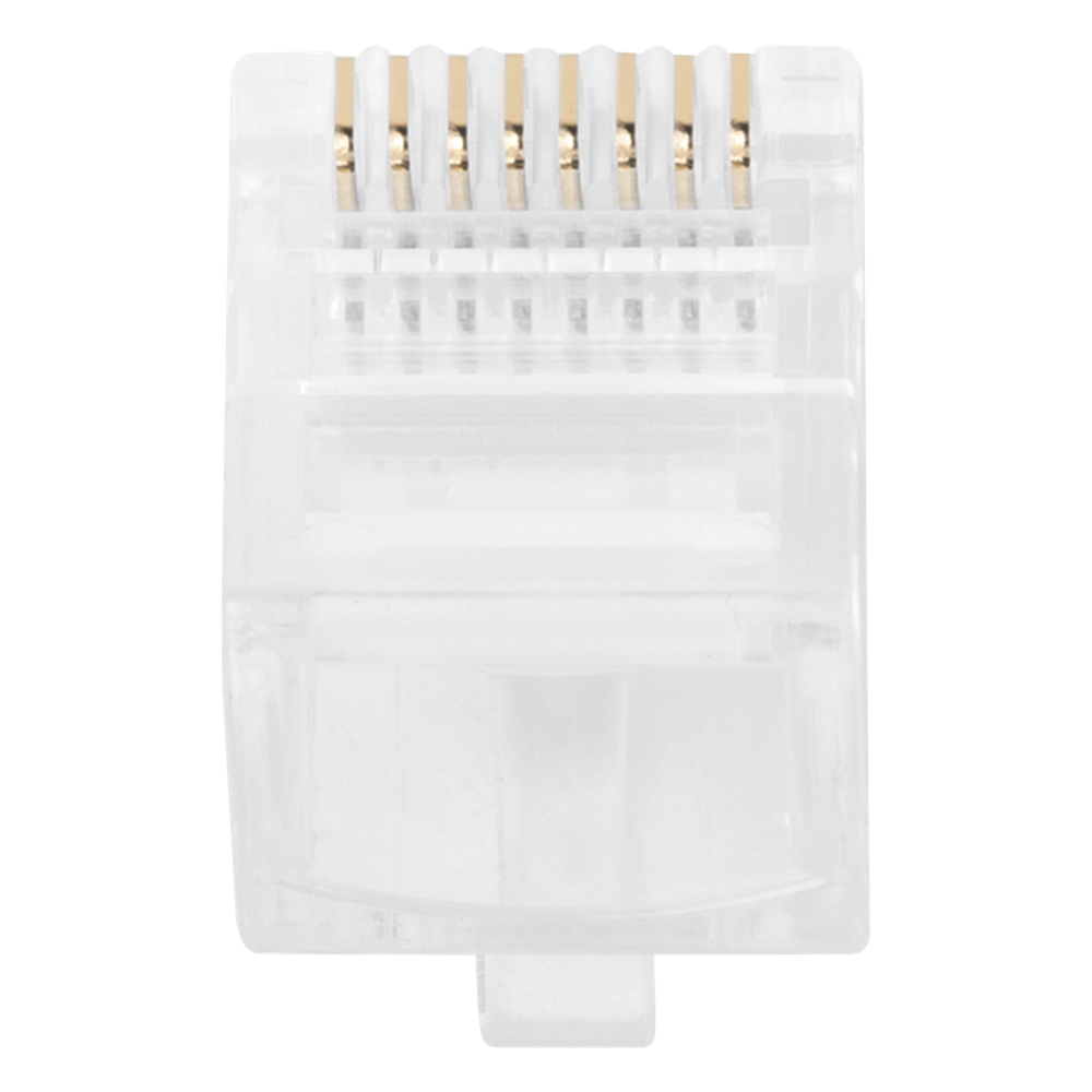 Bote con 100 Plugs Pass Through RJ45 Cat5e sin Blindaje, Chapado de Oro a 30 Micras para Durabilidad Extrema