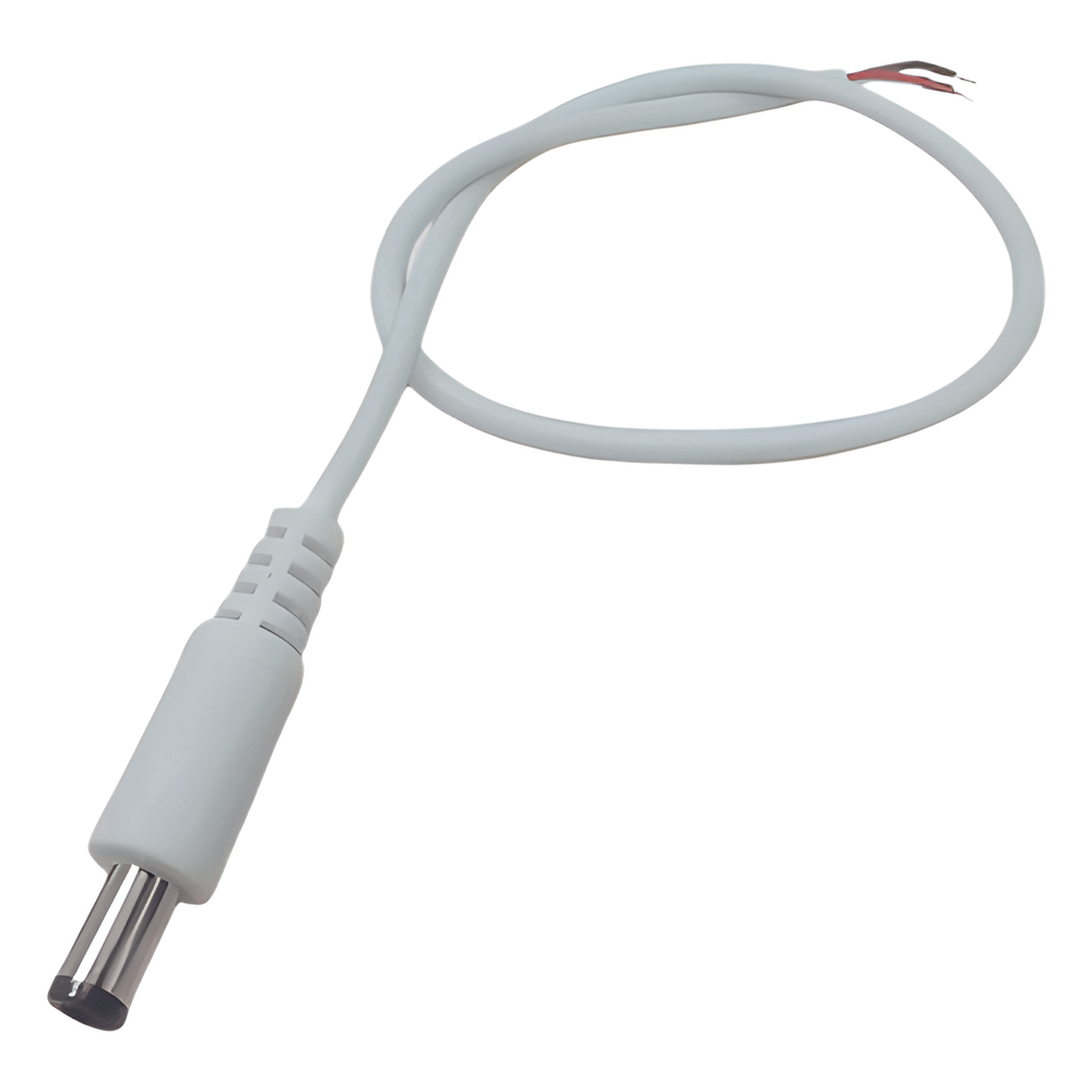 Cable con Conector Macho (Pigtail) | Forro Blanco |  Alimentación para Vcc con Puntas Libres | Polarizado | Largo 22 cm (8.66 Pulgadas) / Calibre 22AWG.