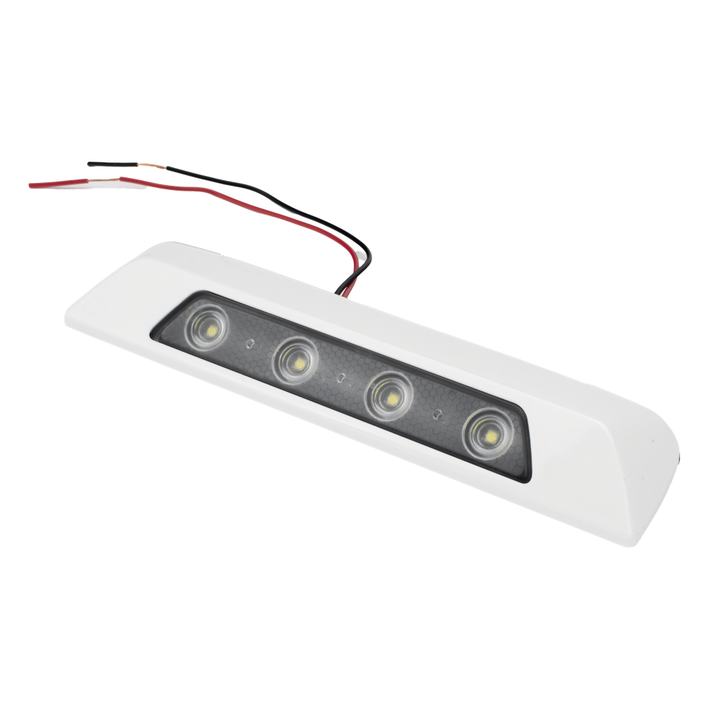 Luz Auxiliar de Escena de 4 LED, Blanco, Lente Transparente, Bisel Blanco