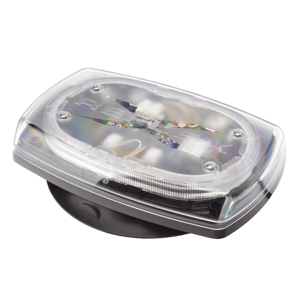 Mini torreta de 48 LED 10 Pulgadas, Ambar/Claro, Lente Transparente, Montaje Con Iman Y Conexion Para Encendedor De Vehiculo