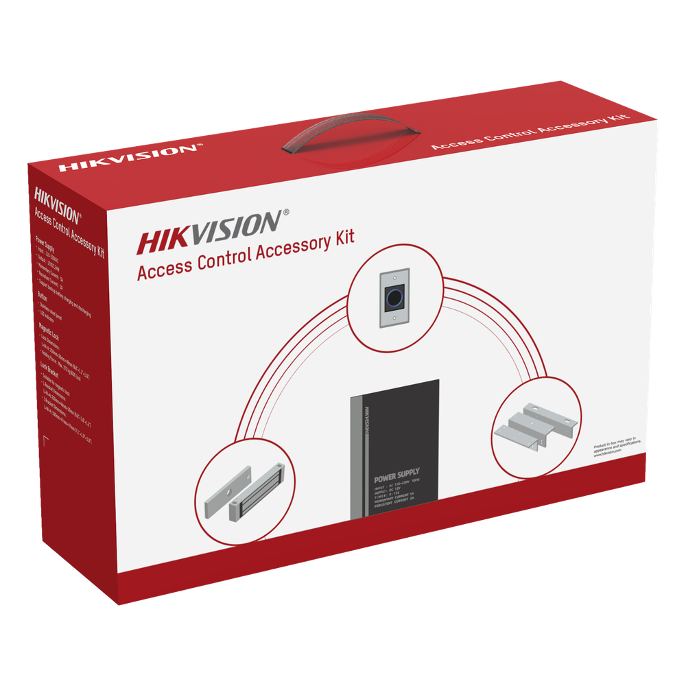 Kit HIKVISION para para Control de Acceso / Fuente 12 Vcd 2 A + Botón de Salida + Chapa Magnética 600 Lbs / Para Instalación de Control de Acceso Autónomo (Facial Min Moe, Teclados, Lectores de Huella, Etc...)