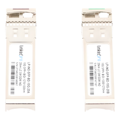 Transceptores Ópticos Industriales Bidireccionales SFP+ (Mini-Gbic) / Monomodo 1270 & 1330 nm / 10 Gbps / 10GBASE / Conector LC/UPC Simplex / DDM / Hasta 20 km / 2 Piezas