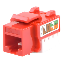 Módulo Jack Keystone Cat5e con Terminación 110 (Punchdown) para Faceplate - Color Rojo