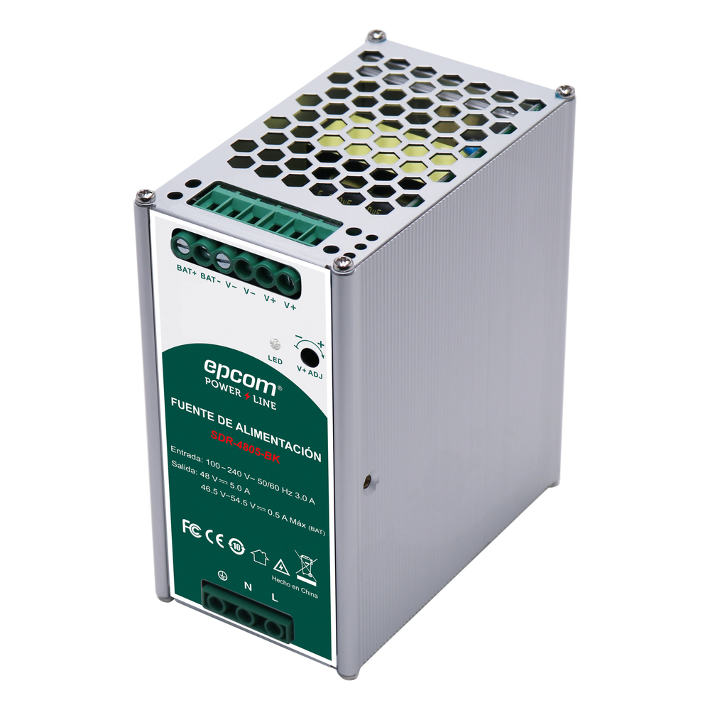 Fuente de Alimentación Industrial  | Tipo DIN RIEL  | 48 VCC  | 5 A | Capacidad de baterías de respaldo