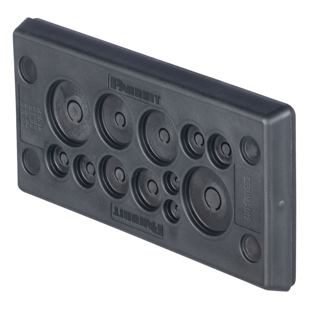Pasacables Rectangular de Membrana, IP66, 3.39" x 1.42", 12 orificios, para Cables no Terminados. Color Negro
