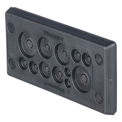 Pasacables Rectangular de Membrana, IP66, 3.39" x 1.42", 12 orificios, para Cables no Terminados. Color Negro