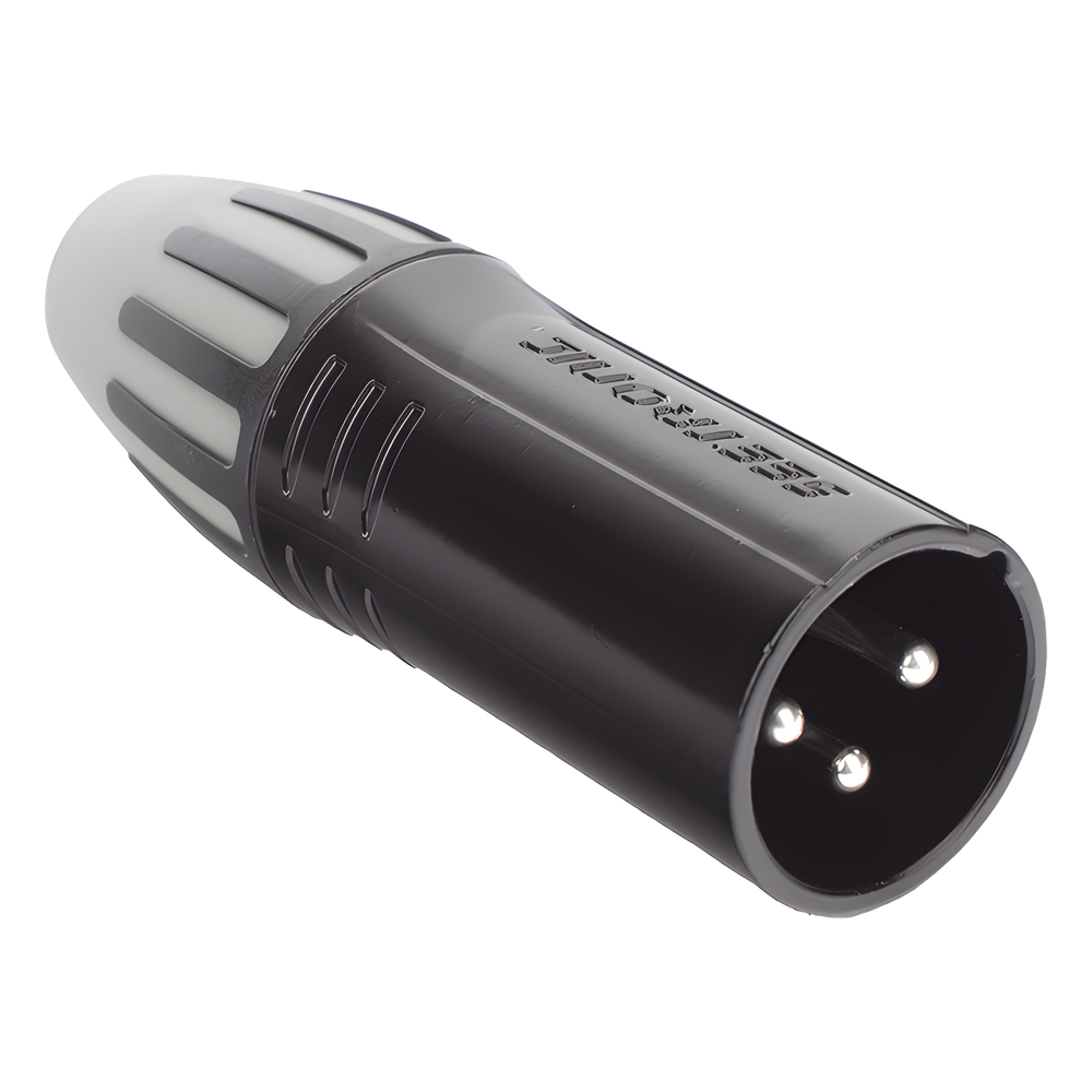 XLR conector de cable macho, carcasa enchapada en negro, contactos enchapados en plata