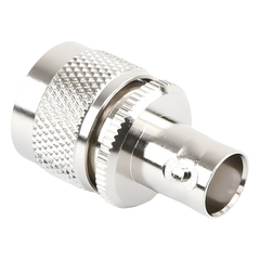 Adaptador en Línea para 50 Ohm, Conector BNC Hembra-UHF Macho (PL-259), Níquel/ Plata/ Delrin.