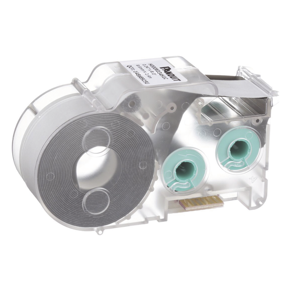 Casete de Etiquetas de Poliolefina de Cinta Continua, Tubo Termocontráctil, 8.6 mm de Ancho, 2.4 Metros (7.87 Pies) de Largo, Para Cables de 1.5 a 4.8 mm (18-12 AWG) de Diámetro, Color Blanco