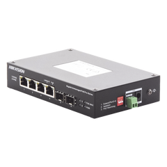 Switch Industrial No Administrable Gigabit / 3 Puertos Gigabit PoE+ (30 W) + 1 Puerto Gigabit PoE++ (60 W) / 2 Puertos SFP / 65 W Total / 48 a 57 VCD / Ideal para Proyectos / 300 Metros de Distancia