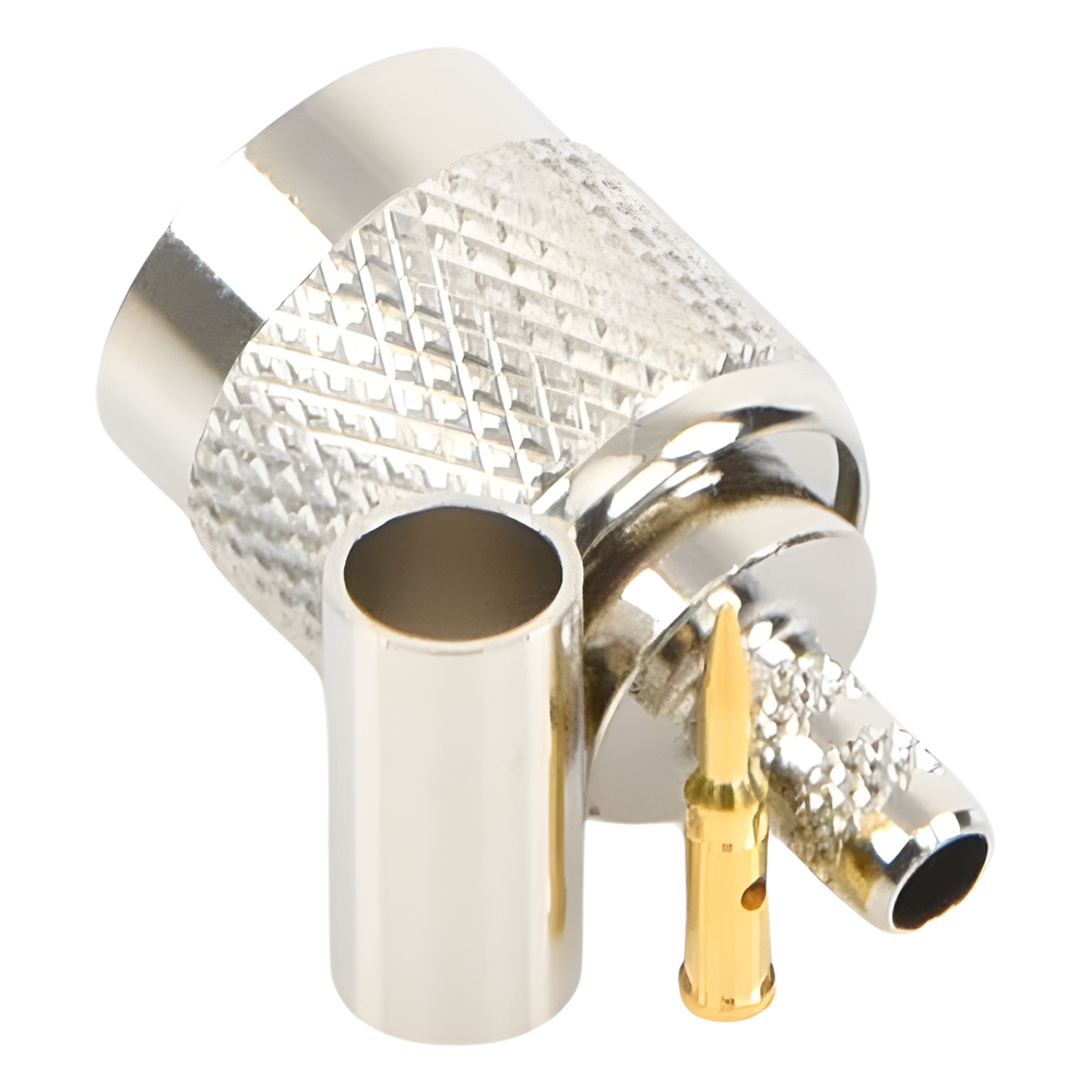 Conector TNC Macho de Anillo Plegable para Cables RG-58/U, LMR-195, Níquel/ Oro/ Delrin.