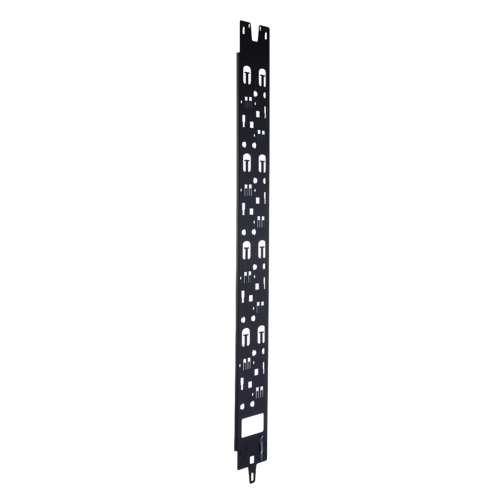 Panel Administrador de Cables Vertical para Gabinete FlexFusion™ de 45RU, Acepta Anillos en D, Anillos S1DR, S2DR y L; S1LR, S2LR, Color Negro