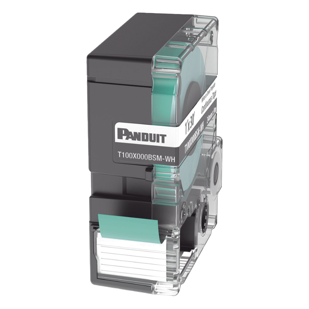 Casete de Etiquetas de Poliéster de Cinta Continua, Color Blanco Sobre Verde, Uso Interior/Exterior, 24 mm (0.94 Pulgadas) de Ancho x 9.1 Metros (29.86 Pies) de Largo