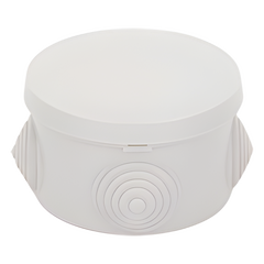 Caja Derivación-Conexión de Plástico Circular con 4 Glándulas de Goma (70 diámetro X 48 alto mm). Para Instalaciones Comerciales,  Residenciales e Industriales. Cerrado a Presión.