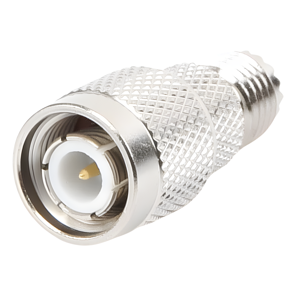 Adaptador en Línea de Conector Mini-UHF Hembra a TNC Macho, Níquel/ Oro/ Teflón.