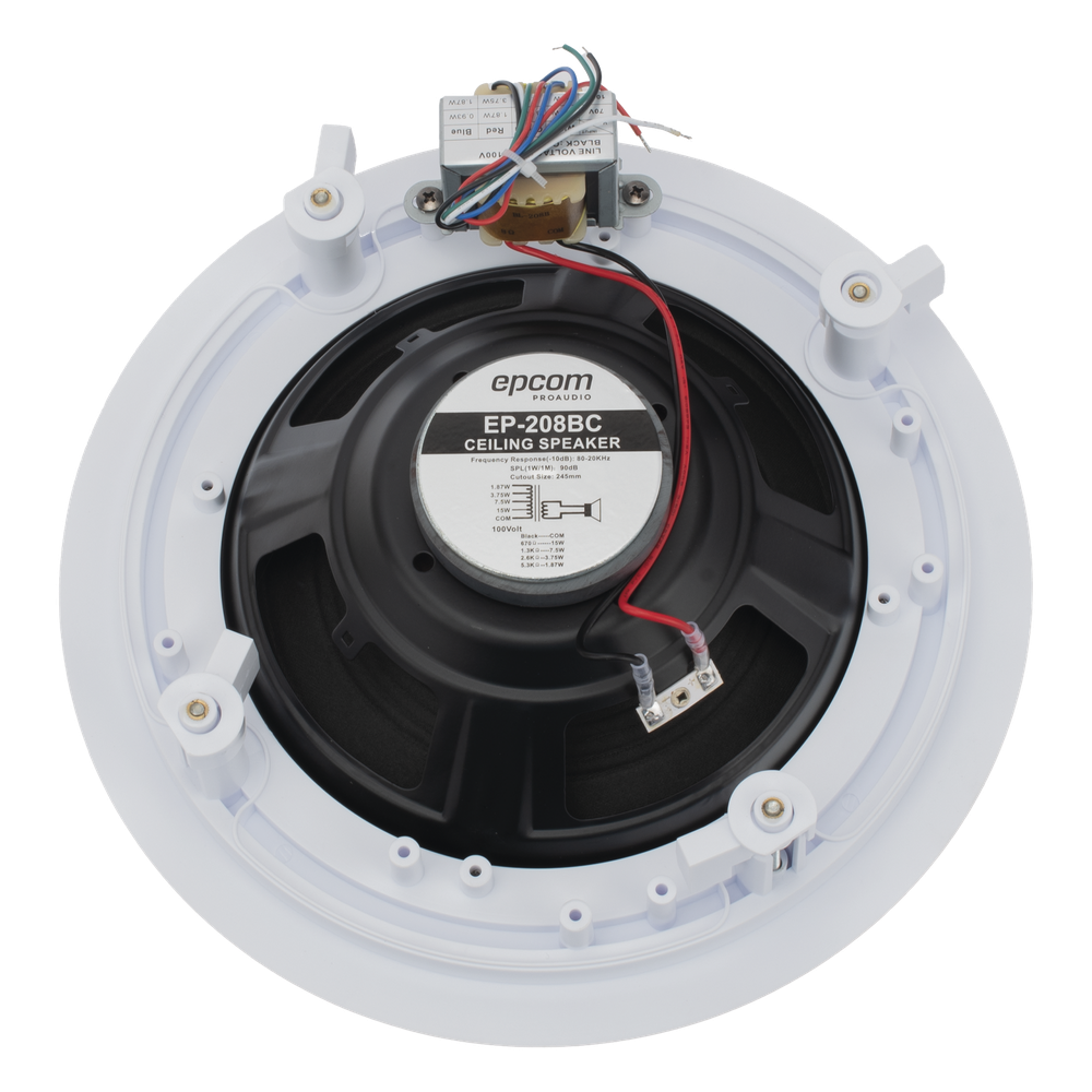 Altavoz de Techo | 8" | 1.87w - 15w | 70/100v | Material ABS | Rejilla Metálica