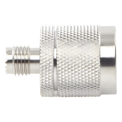Adaptador en Línea, de Conector Mini UHF Hembra a N Macho, Níquel/ Oro/ Teflón.