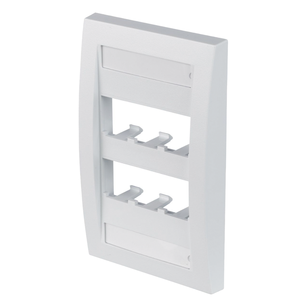 Placa de Pared Vertical Ejecutiva, Salida Para 6 Puertos Mini-Com, Con Espacios Para Etiquetas, Color Blanco