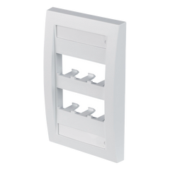 Placa de Pared Vertical Ejecutiva, Salida Para 6 Puertos Mini-Com, Con Espacios Para Etiquetas, Color Blanco