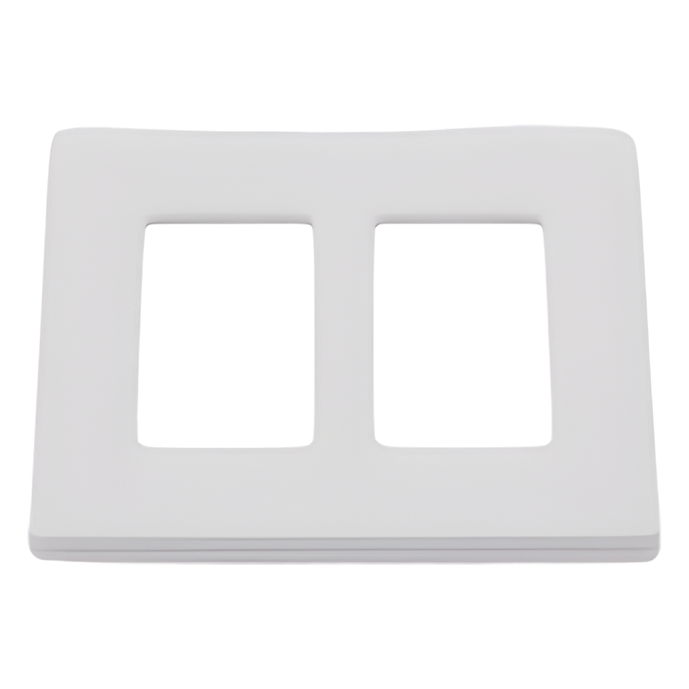 Placa de pared de 2 espacios sin tornillos visibles en acabado Snow satinado, compatible con atenuadores e interruptores Lutron Maestro, Diva, Claro y controles Pico
