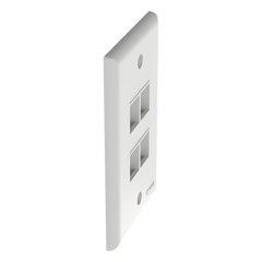 Placa de Pared Vertical, Salida Para 4 Puertos Keystone, Color Blanco