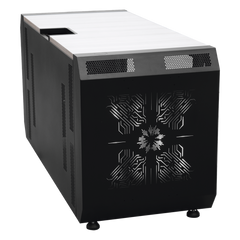 Consola Profesional para Monitoreo o Computo | Ranura para Base de Monitores | Microperforaciones | Luces LED Decorativas | Tomacorriente HTCM1U10C | Tapas Organizadoras de Cables | Niveladores | Rack para Montaje de Equipos | Ranura Pasaca
