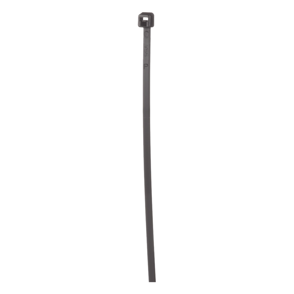 Cincho de Nylon 6.6 de Bloqueo, 203 mm largo x 2.5mm ancho, Color Negro, Exterior Resistente a Rayos UV, Paquete de 100pz